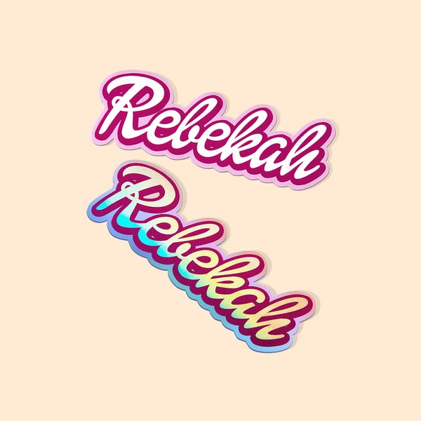 Personalisierte Puppen-Schriftart Name Aufkleber wasserdicht Klebeetikett Becher Deko Geburtstag Weihnachten Geschenk für rosa Puppe Liebhaber