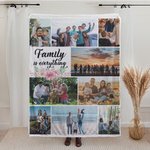 Personalisierte „Family is everything“ Weiche Decke mit 9 Fotos Collage Geburtstag Weihnachten Geschenk für Familie Freunde