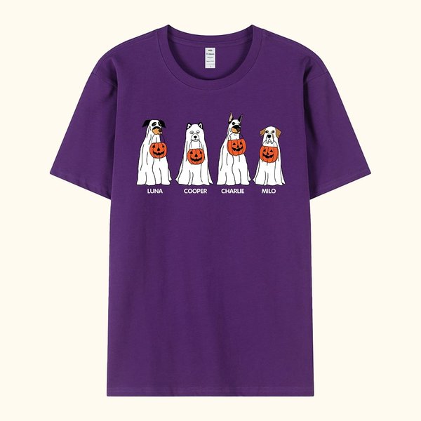 Personalizzato Cute Ghost Dog Funny Halloween T-shirt Regalo di Halloween per chi ama gli animali domestici