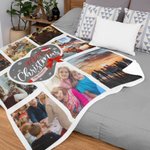 Personalized 8 Photos Collage Cozy Soft Fleece Sherpa Blanket Christmas Gift for Family Friend