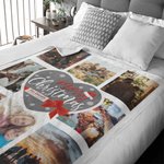 Personalized 8 Photos Collage Cozy Soft Fleece Sherpa Blanket Christmas Gift for Family Friend