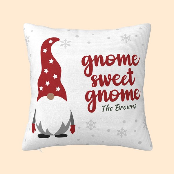 Personalizzato Natale Gnome Throw Pillow Cover Sweet Gnome Family Lumbar Pillowcase Little Gnomes Home Decoration Regalo di Natale per la famiglia ami