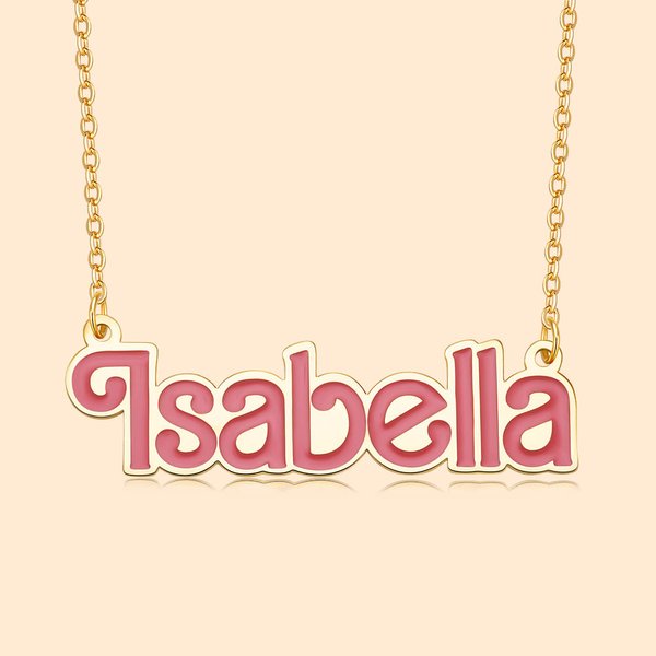 Personalised Pink Doll Inspired Name Necklace Birthday Gift for Women Girl
