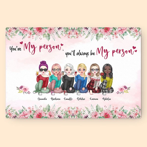 Personalised You Are My Person Flowers Frameless Painting Friendship Wall Art Print with Names Birthday Gift for Girls