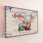Personalized Besties Will Always Be Connected By Heart Frameless Painting Anniversary Wall Art Print with Names Birthday Gift for Girls