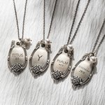 Personalised Engraved Religion Verse or Initial Necklace with Freshwater Pearl Charm Vintage Floral Spoon Jewellery for Women