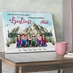 Personalized Besties Will Always Be Connected By Heart Frameless Painting Anniversary Wall Art Print with Names Birthday Gift for Girls