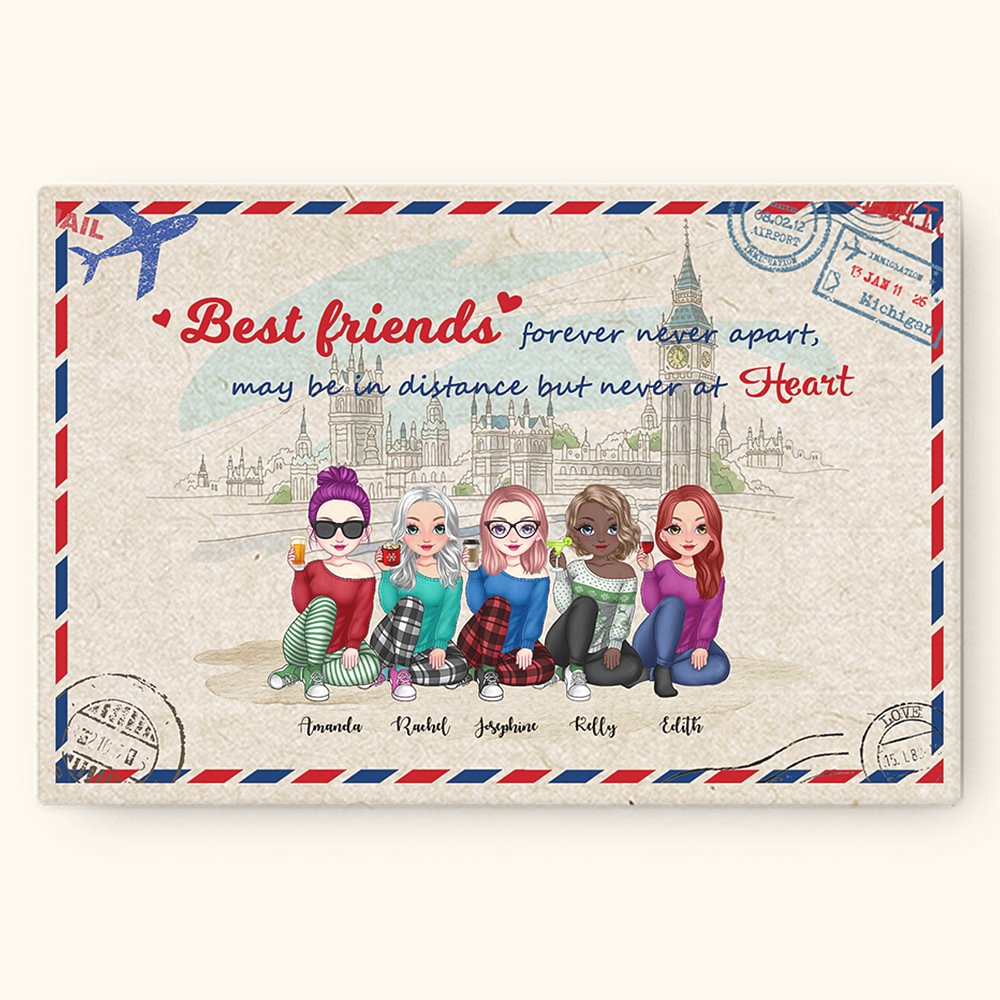 Personalisierte beste Freunde für immer nie getrennt rahmenlose Malerei Geburtstag Raumdekoration Geburtstagsgeschenk für Freunde