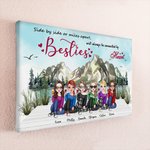 Personalized Besties Will Always Be Connected By Heart Frameless Painting Anniversary Wall Art Print with Names Birthday Gift for Girls