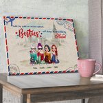 Personalized Besties Will Always Be Connected By Heart Frameless Painting Anniversary Wall Art Print with Names Birthday Gift for Girls