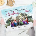 Personalized Besties Will Always Be Connected By Heart Frameless Painting Anniversary Wall Art Print with Names Birthday Gift for Girls