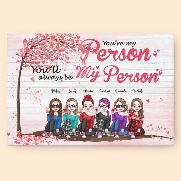 Personalized You Are My Person Pink Tree Frameless Painting Friendship Wall Art Print Birthday Gift for Friends Sisters