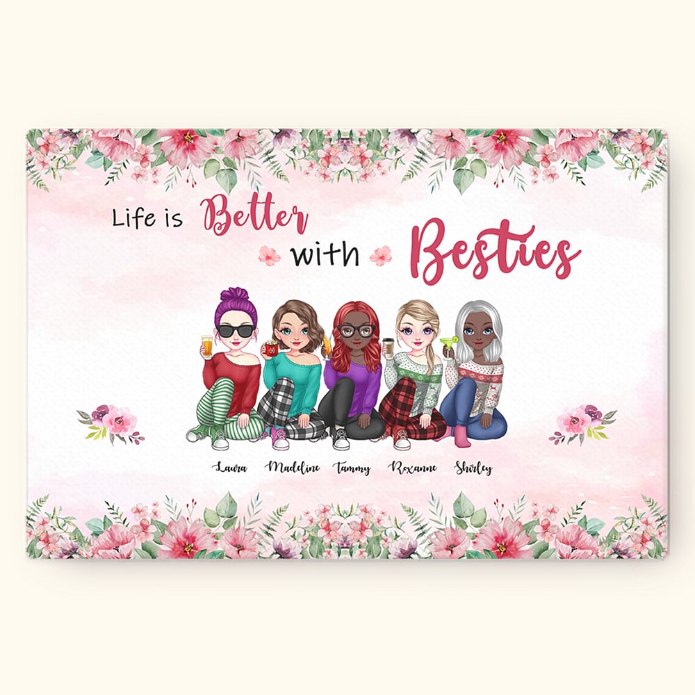 Personalisierte Leben ist besser mit Besties rahmenlose Malerei Geburtstag Wanddekoration Geburtstag Geschenk für Freunde