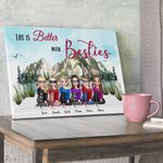 Personalized Mountain and River Life Is Better With Besties Frameless Painting Anniversary Decorative Painting Birthday Gift for Friends