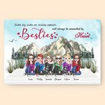 Personalized Besties Will Always Be Connected By Heart Frameless Painting Anniversary Wall Art Print with Names Birthday Gift for Girls
