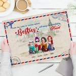 Personalized Besties Will Always Be Connected By Heart Frameless Painting Anniversary Wall Art Print with Names Birthday Gift for Girls