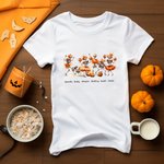 Maglietta personalizzata dello scheletro danzante della zucca Scheletro di Halloween Riunione di famiglia a maniche corte Tee di Halloween Regalo di festa per la famiglia