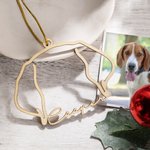 Ornement en bois personnalisé oreilles de chien, oreilles de chat, dessin au trait Cadeau de pendaison de crémaillère pour les amoureux des animaux de