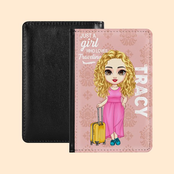 Personalisierte nur ein Mädchen, das Reisen liebt stilvolle tragbare Passport Cover mit Namen Reise Reise Accessoire Geburtstagsgeschenk für Freunde F