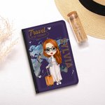 Couverture de Passeport Portable Personnalisée avec Personnage et Nom Thème Travel Is My Therary Cadeau Anniversaire Fête pour Amoureux de Voyage