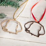 Ornement en bois personnalisé oreilles de chien, oreilles de chat, dessin au trait Cadeau de pendaison de crémaillère pour les amoureux des animaux de