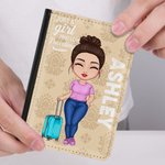 Personalised Just A Girl Who Loves Traveling Stylish Portable Passport Cover with Name Travel Trip Accessory Birthday Gift for Friends Family