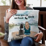 Personalized I Love You To The Moon And Back Mountain and River Throw Pillow Cover Birthday Christmas Gift for Dog Lovers
