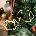 Ornement en bois personnalisé oreilles de chien, oreilles de chat, dessin au trait Cadeau de pendaison de crémaillère pour les amoureux des animaux de