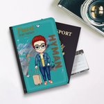 Couverture de Passeport Portable Personnalisée avec Personnage et Nom Thème Travel Is My Therary Cadeau Anniversaire Fête pour Amoureux de Voyage