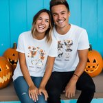 Maglietta personalizzata dello scheletro danzante della zucca Scheletro di Halloween Riunione di famiglia a maniche corte Tee di Halloween Regalo di festa per la famiglia