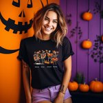 Maglietta personalizzata dello scheletro danzante della zucca Scheletro di Halloween Riunione di famiglia a maniche corte Tee di Halloween Regalo di festa per la famiglia