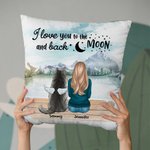 Personalized I Love You To The Moon And Back Mountain and River Throw Pillow Cover Birthday Christmas Gift for Dog Lovers