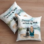 Personalized I Love You To The Moon And Back Mountain and River Throw Pillow Cover Birthday Christmas Gift for Dog Lovers