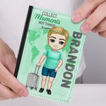 Funda para pasaporte personalizada Collect Moments Not Things Elegante y práctica funda para pasaporte con nombre Accesorio para viajes Cumpleaños Nav