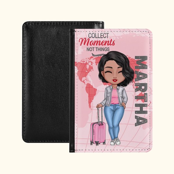 Personalizzato Raccogli Momenti Non Cose Copertina per passaporto elegante e maneggevole con nome Accessorio da viaggio Compleanno Regalo di Natale pe