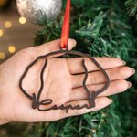 Ornement en bois personnalisé oreilles de chien, oreilles de chat, dessin au trait Cadeau de pendaison de crémaillère pour les amoureux des animaux de