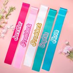 Personalised Pink Curved Font Glitter Sash with Name Bachelorette Wedding Birthday Party Decoration Gift for Fashion Doll Fan