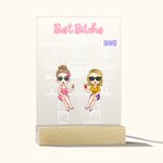 Personalized Best Bitches LED Night Light with Wood Base Birthday Christmas Gift for Besties Sisters Desk Decorations
