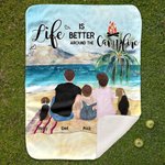Personalized Life Is Better Around The Campfire Blanket Skin Friendly Birthday Christmas Gift for Couple Family Camping Lovers Camp Accessory