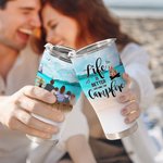 Vaso Curvo 30oz Personalizado Life Is Better Around The Campfire with Pet Dog Happy Camping Gift for Family Couple