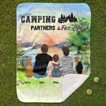 Personalized Camping Partners For Life Soft Blanket Skin Friendly Birthday Christmas Gift for Couple Family Camping Lovers Camp Accessory