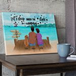 Peinture murale sur toile de camping avec étoiles de mer personnalisée Cadeau de pendaison de crémaillère pour la famille et les amateurs de camping