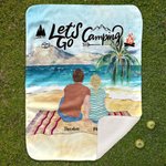 Personalized Let's Go Camping Soft Blanket with Names Birthday Gift for Couple Family Camping Lovers Camp Accessory 4