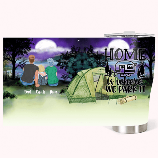 Personalizzato Home is Where We Park It Tema campeggio Tumbler curvo con animale domestico Natale Ringraziamento regalo per la famiglia