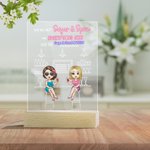 Personalized We're Not Sugar And Spice Everything Nice LED Night Light with Wood Base Birthday Christmas Gift for Besties Desk Decoration
