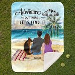 Personalized Adventure Is Out There Let's Find It Camping Blanket with Names Birthday Christmas Gift for Couple Family Camping Lovers