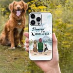 Funda personalizada I Love You To The Moon And Back Mountain and River Regalo de cumpleaños para los amantes de los perros