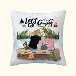 Gepersonaliseerde Let's Go Camping familie kussenhoes voor thuis decoratie verjaardagscadeau verjaardagscadeau