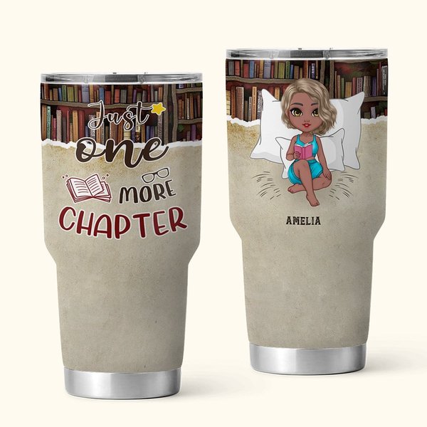 Personalized Loves Reading Little Girl 30oz Tumbler Birthday Reading Gift for Book Lovers