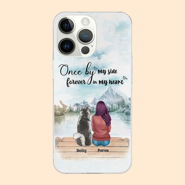 Etui de téléphone transparent personnalisé Once By My Side Forever In My Heart Cadeau de Noël Anniversaire Cadeau commémoratif pour les amoureux des a